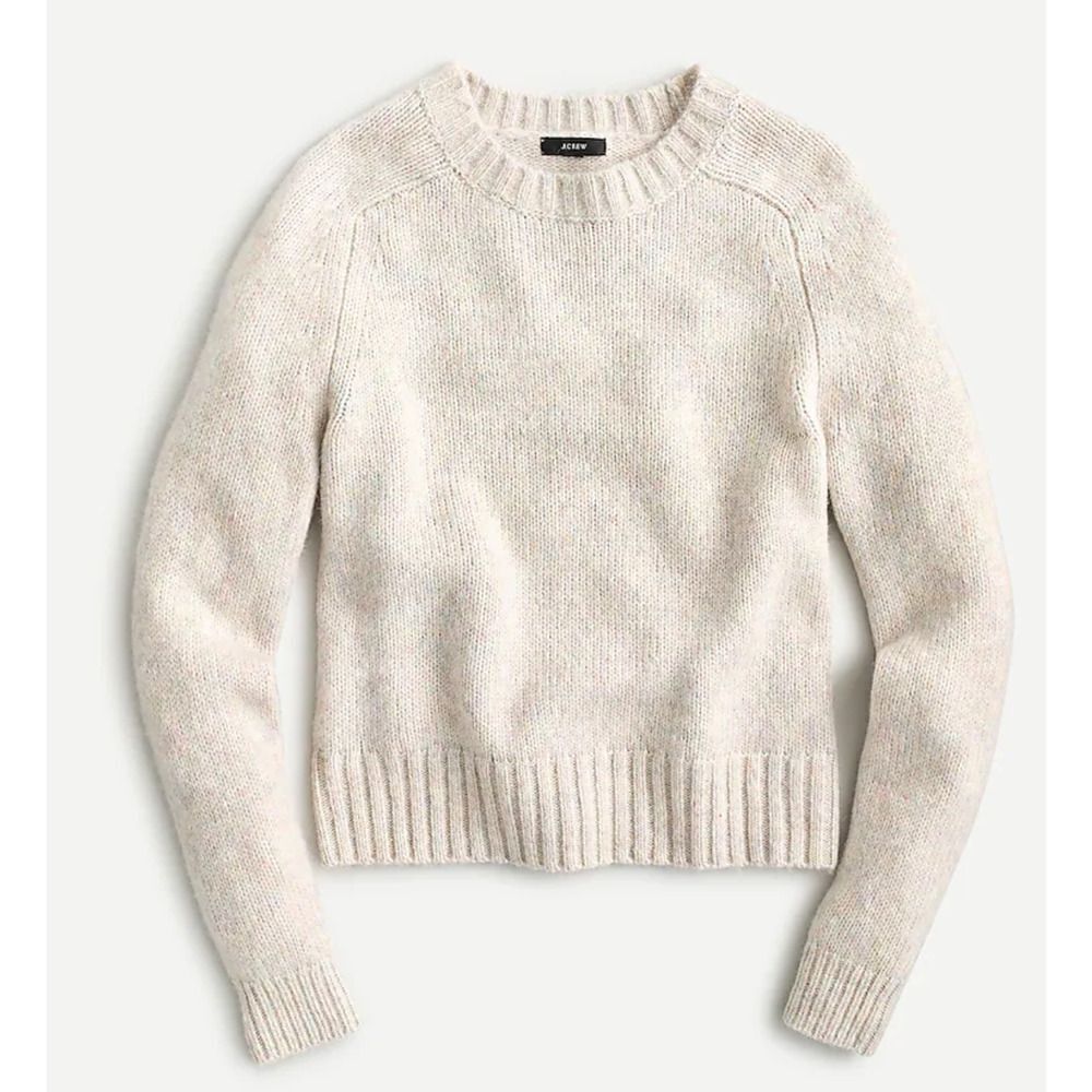 J.Crew Alpaca Blend Crew Neck Sweater Ivory Speckled Yarn Long Sleeves Womens XS